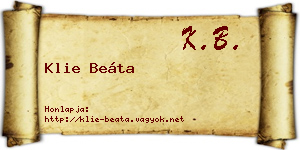 Klie Beáta névjegykártya